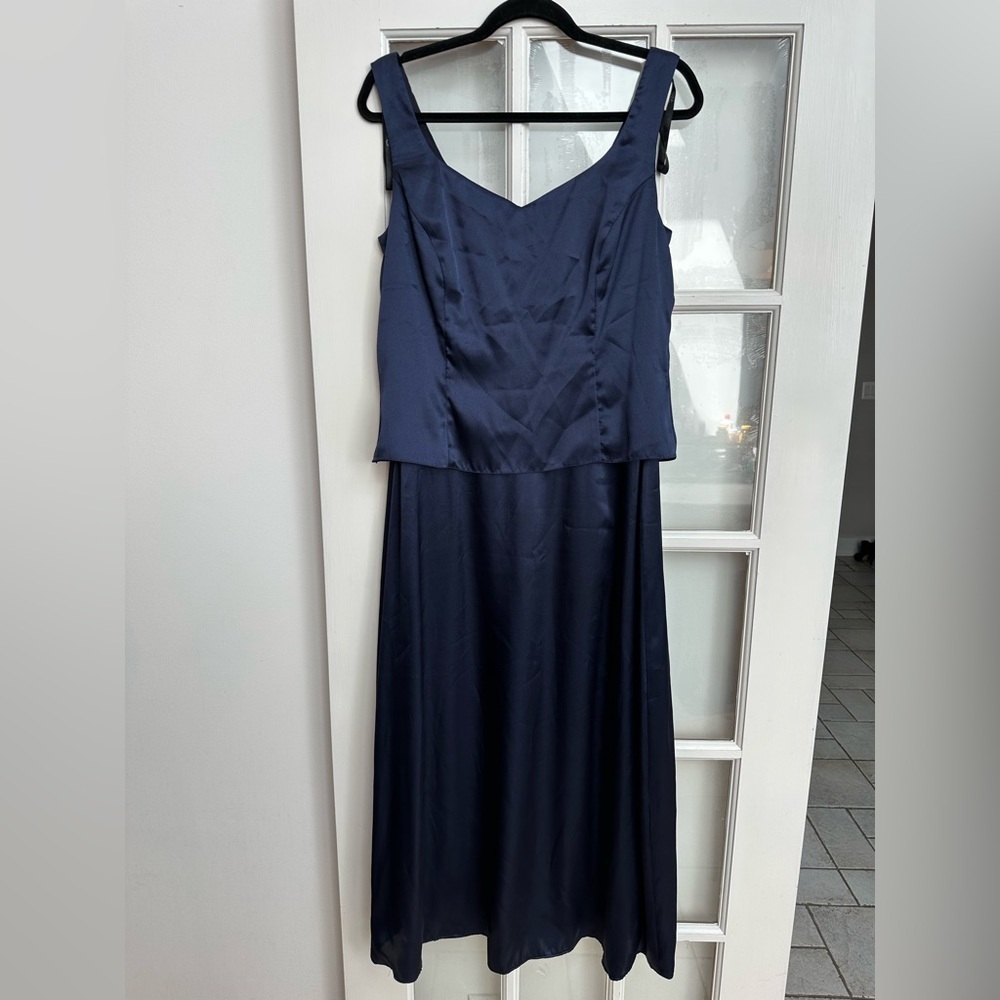 Vintage Patra Satin Blue Sweetheart Formal Mother of The Bride Dress Size 10 M